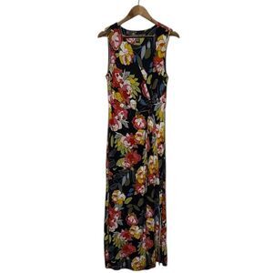 Kate & Mallory Floral Maxi Dress with Side Wrap Slit Women's Large Jersey Summer